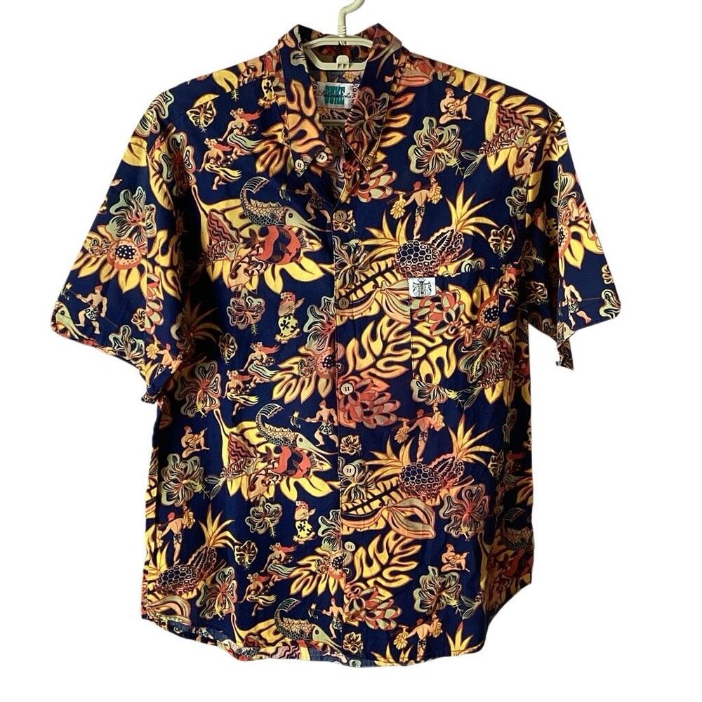 Duke Kahanamoku Hawaiian Aloha Shirt Retro Tiki Hula Tropical Print L/XL - Picture 2 of 7